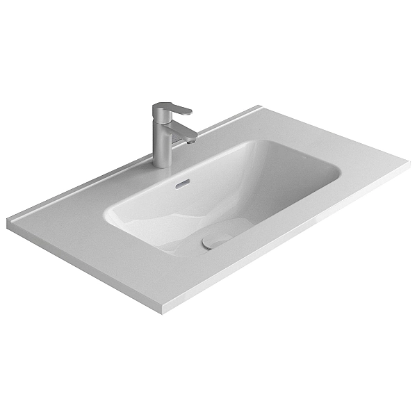 131775+126225  Тумба VORA 100 2  ящ, +   раковина біла ENZO,   MINERAL GREEN (1 сорт) - Фото - 2