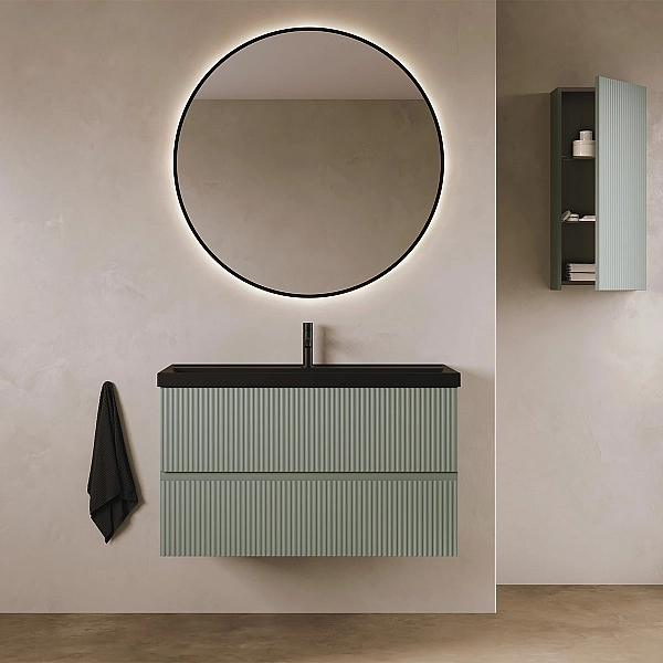 131775+126225  Тумба VORA 100 2  ящ, +   раковина біла ENZO,   MINERAL GREEN (1 сорт) - Фото - 7