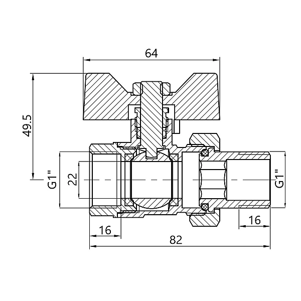Кран кульовий "Американка" Thermo Alliance Base прямий 1" ВЗ SD221W25 - Фото - 2