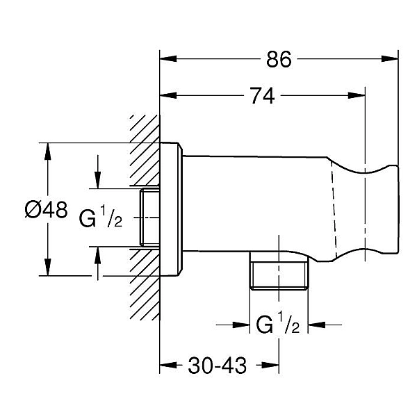 26658AL0 Rainshower Підключення душового шлангу з тримачем, графіт Brushed Hard Graphite (1 сорт) - Фото - 4