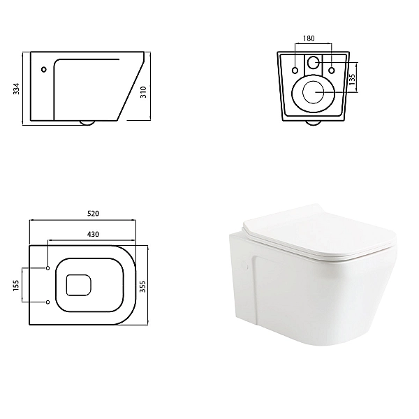 3020120 UP Підвісний безобідковий унітаз+кришка quick-fix, soft-close (1 сорт) - Фото - 2