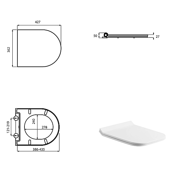 3020120 UP Підвісний безобідковий унітаз+кришка quick-fix, soft-close (1 сорт) - Фото - 3