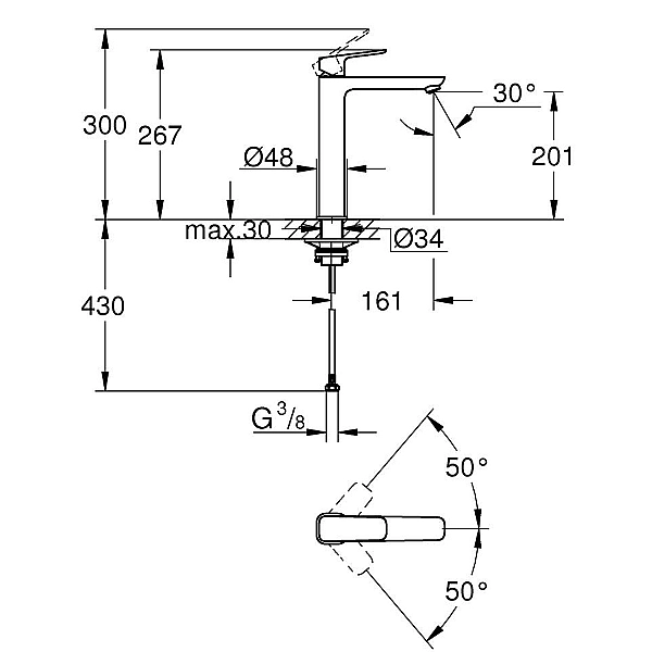 1017290000 Cubeo Змішувач одноважільний для раковини XL-розміру, хром (1 сорт) - Фото - 4