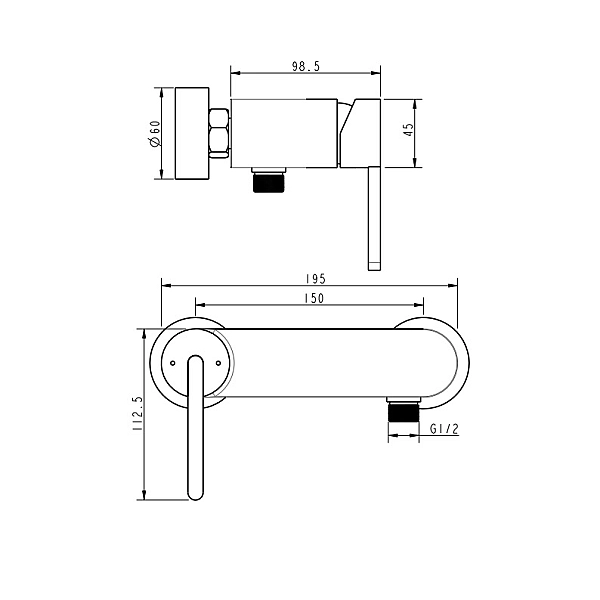 84126110B LAGUNA Настінний змішувач д/душу з душовим набором, чорний матовий (1 сорт) - Фото - 2
