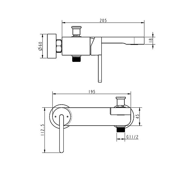 84125110B LAGUNA Настінний змішувач д/ванни з душовим набором, чорний матовий (1 сорт) - Фото - 2
