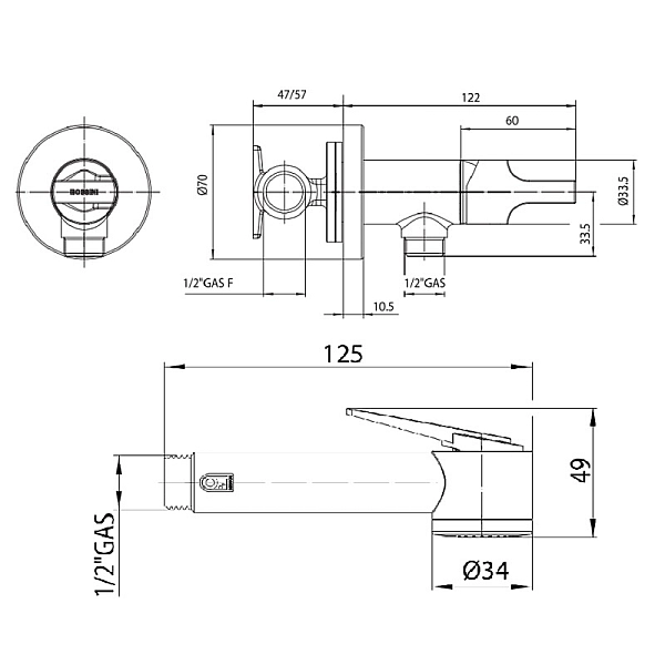 E34003.073  PALOMA-FLAT Гігієнічний душ  в комплекті зі змішувачем та шлангом 125 см, чорний матовий (1 сорт) - Фото - 2
