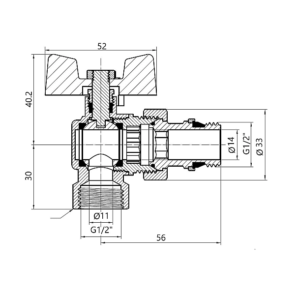 SD Кран Американка с антипротечкой угловой 1/2 PN40 конус   SD901NW15PN40 - Фото - 2