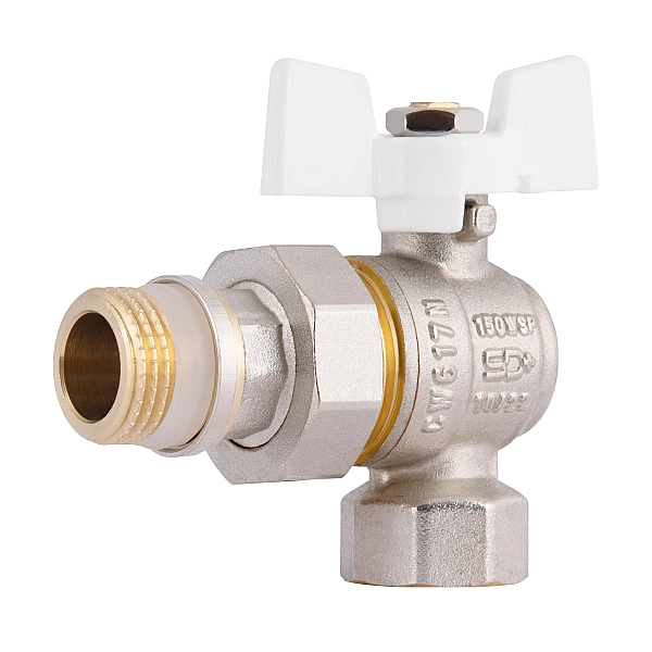 Кран кульовий з америк.(конус) антипротікання кутовий метелик латун. нікелір. 1/2"зв PN40 SD901NW15PN40 SD Plus