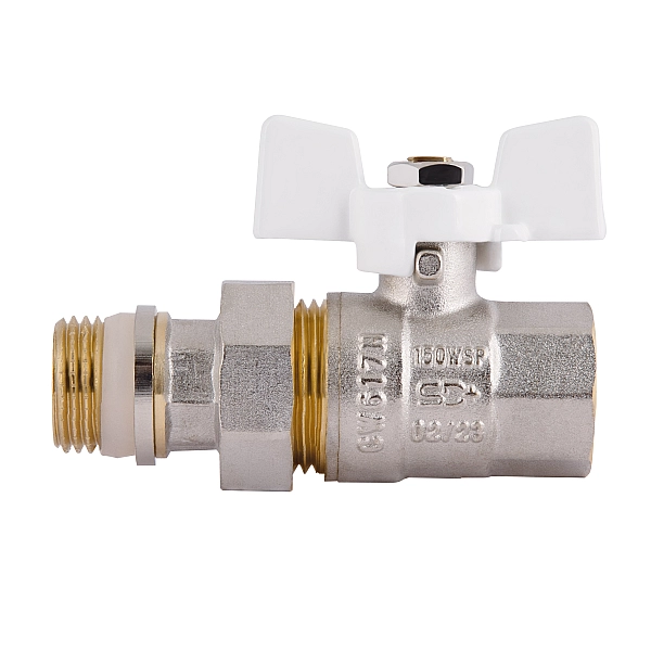 Кран кульовий Thermo Alliance Standart  з америк. (конус) антипротікання прямий метелик латун. нікелір. 1/2"зв PN40 SD900NW15PN40 - Фото - 4