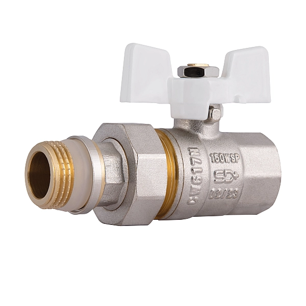 Кран кульовий Thermo Alliance Standart  з америк. (конус) антипротікання прямий метелик латун. нікелір. 1/2"зв PN40 SD900NW15PN40