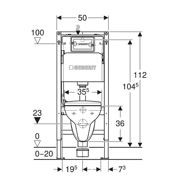 118.315.11.2 Комплект Geberit Duofix PRO 20, інсталяція для підв.унітазу Delta 12см із кріпленням до стіни, підвісний унітаз Idol із сидінням Duroplast, змивна клавіша Delta01: Білий глянець (1 сорт) - Фото - 4