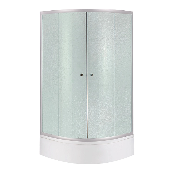 Lidz Latwa SC90x90.SAT.MID.FR Душевая кабина полукруглая, стекло Frost 4 мм + Lidz Душевой поддон KAPIELKA ST90x90x26, с панелью