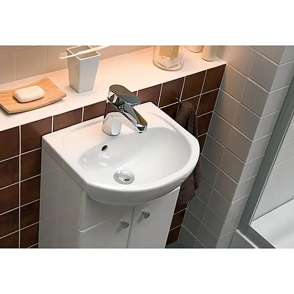 7115100U SOLO Раковина 50 см, з 1 отв.під зміш., з переливом, білий глянець (1 сорт) - Фото - 3