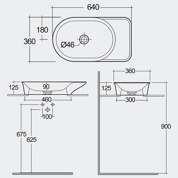 VALCT6400AWHA VALET Раковина настільна, 640 мм., білий глянець (1 сорт) - Фото - 3
