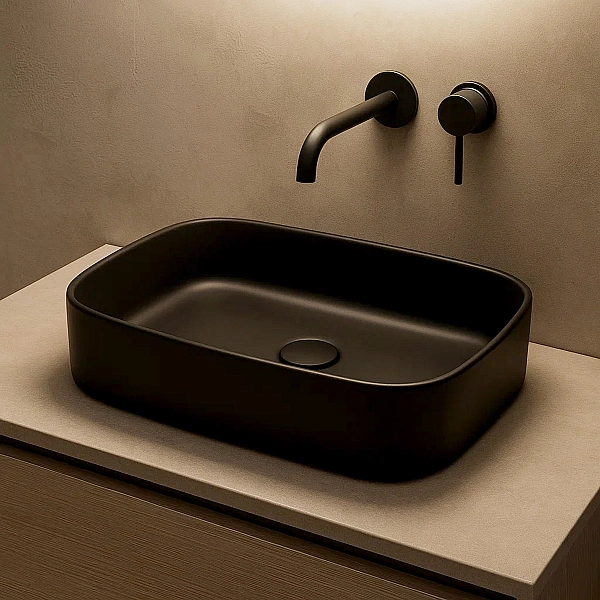 FO04 Folio Раковина прямокутна накладна, чорний матовий (1 сорт) - Фото - 4