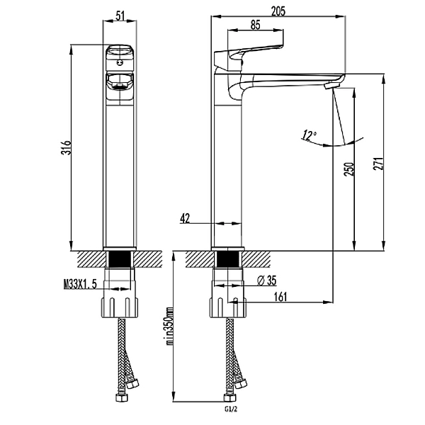10220010 TOPIC 2.0 Високий змішувач для раковини, хром (1 сорт) - Фото - 2