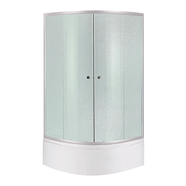 Душова кабіна Latwa SC90x90.SAT.HIGH.FR полукругла, скло Frost 4 мм + Душовий піддон KAPIELKA ST90x90x41, з панеллю Lidz