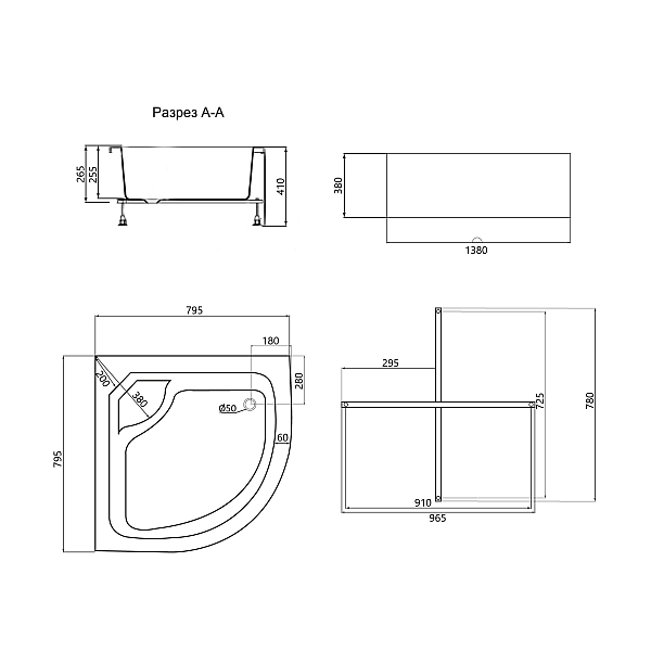 Душевой поддон Lidz KAPIELKA ST80x80x41 см с панелью - Фото - 2