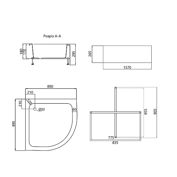 Душевой поддон Lidz KAPIELKA ST90x90x26 - Фото - 2