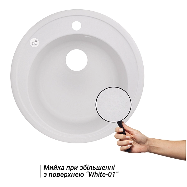 Кухонна мийка Lidz D510/200 WHI-01 (LIDZWHI01D510200) - Фото - 3