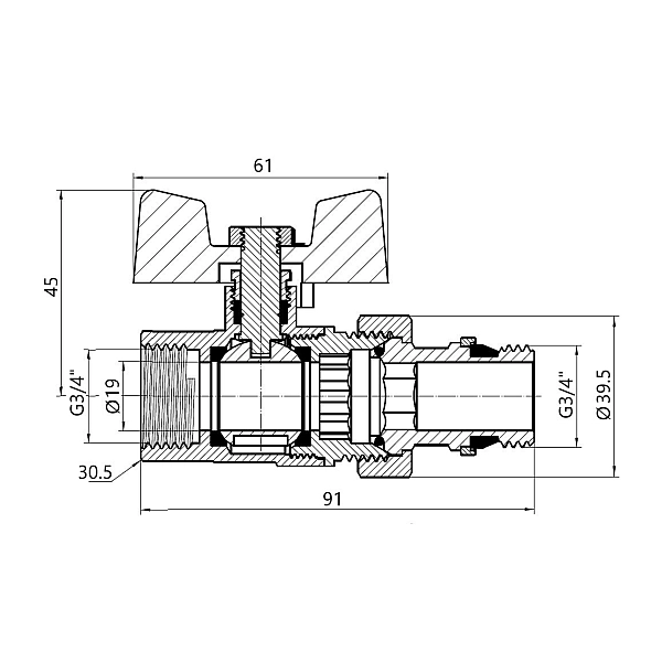 Кран Американка Thermo Alliance Standart c антипротечкой 3/4 PN40 конус   SD900NW20PN40 - Фото - 2