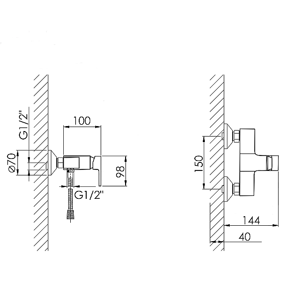 Змішувач для душу Lidz Wawel 010 (з душовим гарнітуром) (k40) LDWAW010CRM45390 Chrome - Фото - 2