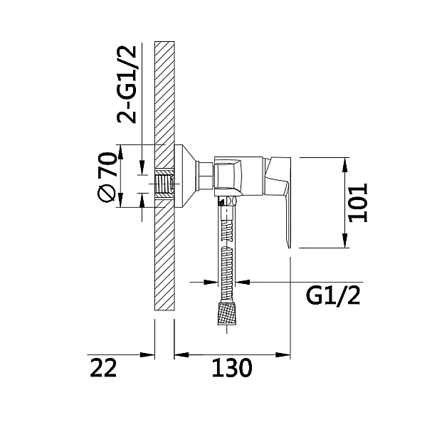 Смеситель для душа Lidz Latwa 010 (с душевым гарнитуром) (k40) LDLAT010CRM45416 Chrome - Фото - 2