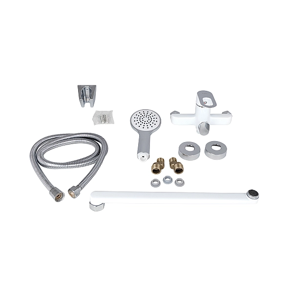 Змішувач для ванни Lidz Latwa 005 з поворотним виливом (з душовим гарнітуром) (k35) LDLAT005WHI45425 White - Фото - 8