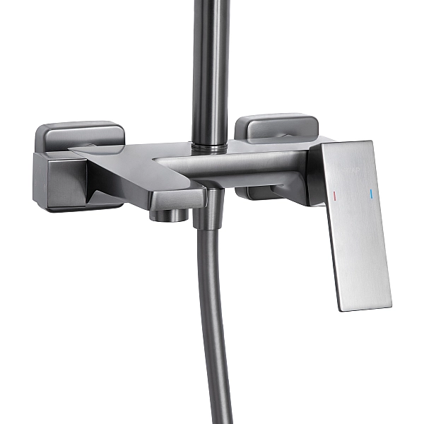 Душевая система универсальная Qtap Gemini на три потребителя (с изливом) QTGEM111GMB45688 Gunmetal Black PVD - Фото - 3