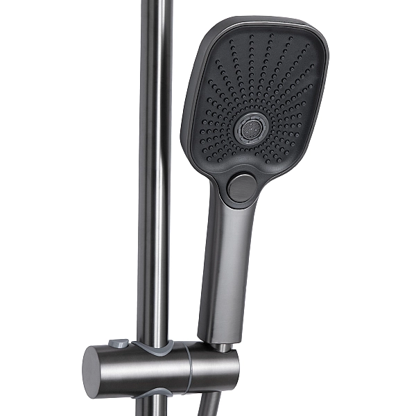 Душевая система универсальная Qtap Gemini на три потребителя (с изливом) QTGEM111GMB45688 Gunmetal Black PVD - Фото - 4