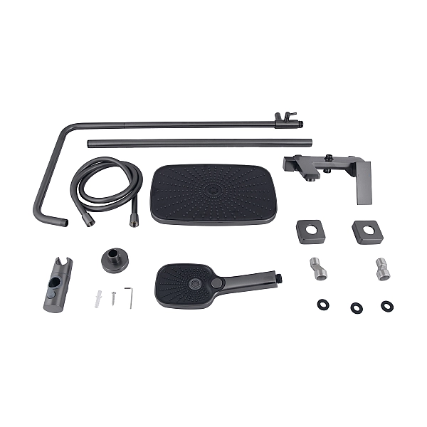 Душевая система универсальная Qtap Gemini на три потребителя (с изливом) QTGEM111GMB45688 Gunmetal Black PVD - Фото - 8