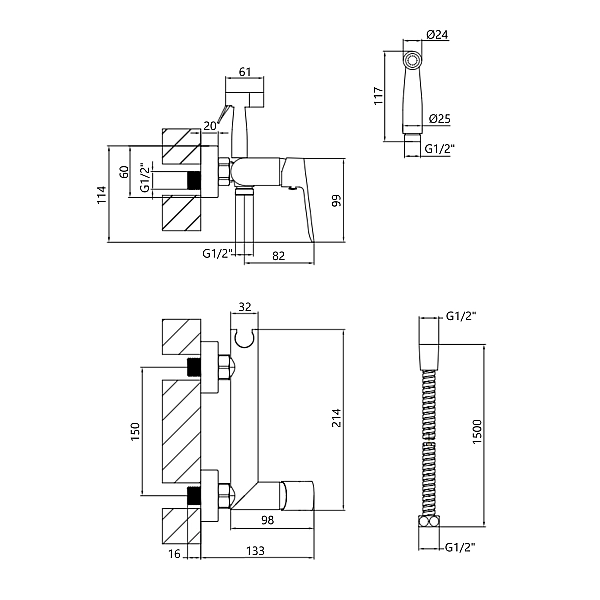 Змішувач для гігієнічного душу Qtap Evia QTEVI262CRM47582 Chrome - Фото - 2