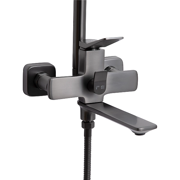 Душевая система универсальная Qtap Presto на три потребителя (с изливом) QTPRE111GRP45585 Graphite - Фото - 3