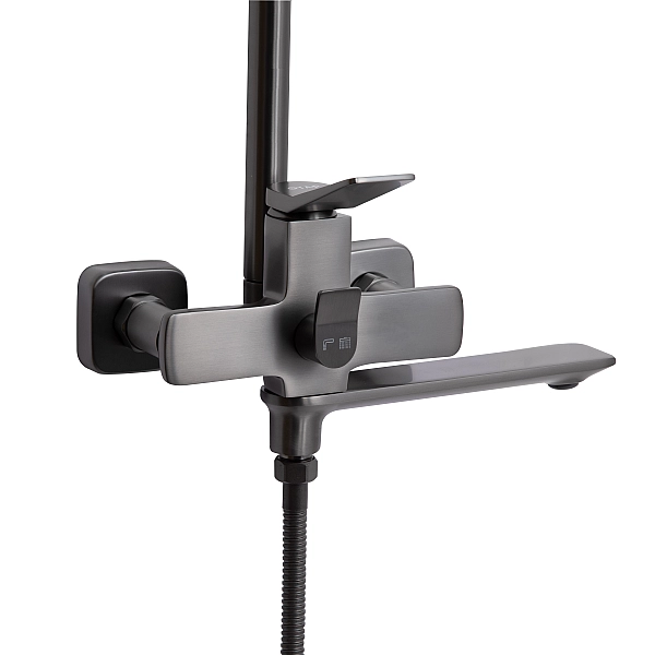 Душевая система универсальная Qtap Presto на три потребителя (с изливом) QTPRE111GRP45585 Graphite - Фото - 4