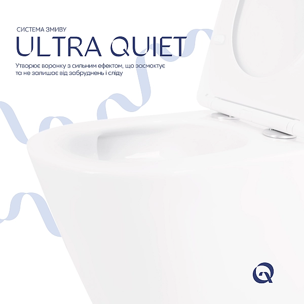 Унітаз підвісний Qtap Swan безободковий Ultra Quiet з сидінням Soft-close QT16335179W - Фото - 5