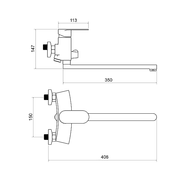 Смеситель для ванны Lidz Tani 005 с поворотным изливом (c душевым гарнитуром) (k40) LDTAN005CRM44962 Chrome - Фото - 2