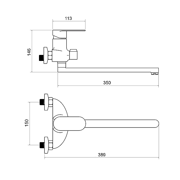 Смеситель для ванны Lidz Tani 0052 с поворотным изливом (c душевым гарнитуром) (k40) LDTAN0052CRM44960 Chrome - Фото - 2
