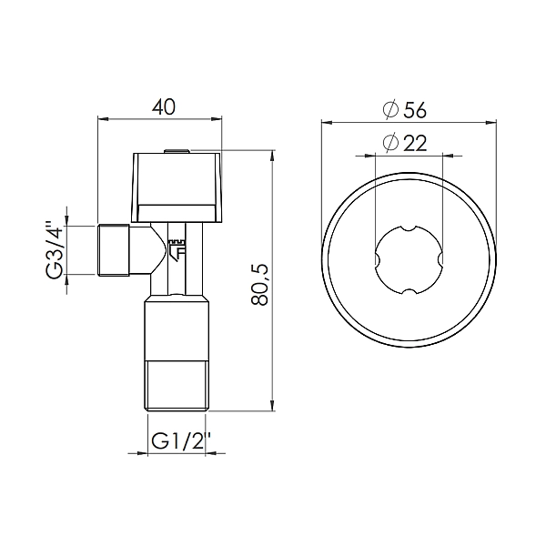 Кран приборный шаровой Арко Thermo Alliance Standart 1/2"Н х 3/4"Н SF340W1520 - Фото - 2