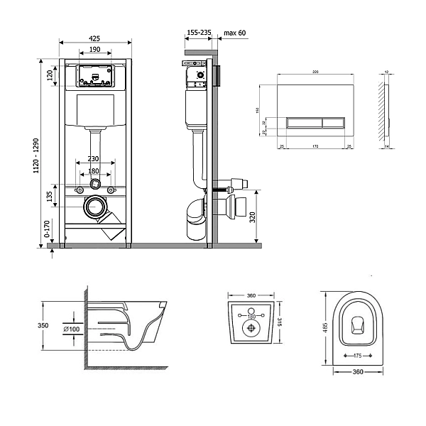 Готове рішення Qtap для ванної кімнати: підвісний унітаз Jay Ultra Quiet 485x360x320 + комплект інсталяції Nest 4 в 1 (лінійна клавіша Chrome) - Фото - 2