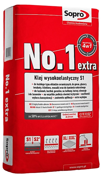Клей для плитки Sopro №1 400 extra (22,5 кг)
