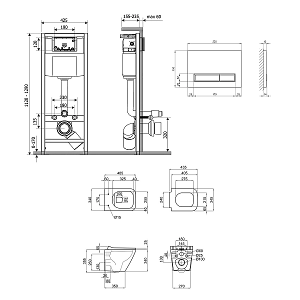Готовое решение Qtap для ванной комнаты: подвесной унитаз Tern Ultra Quiet 490x365x325 + комплект инсталляции Nest 4 в 1 (линейная клавиша Chrome) - Фото - 2