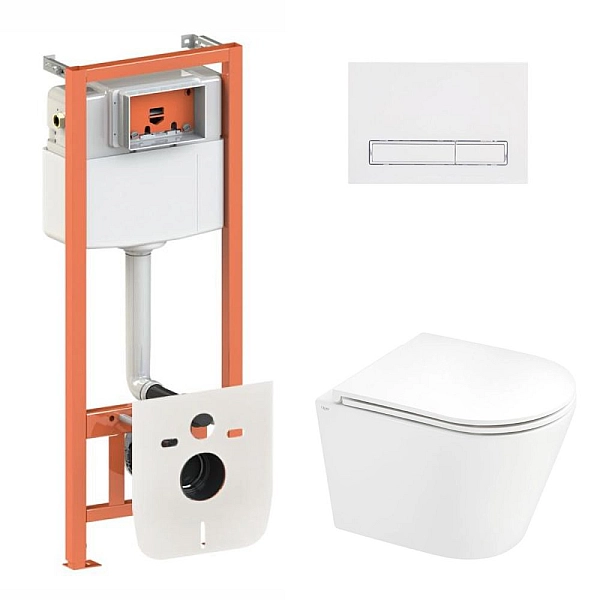 Готове рішення Qtap для ванної кімнати: підвісний унітаз Scorpio Ultra Quiet 520x365x365 + комплект інсталяції Nest 4 в 1 (лінійна клавіша White)