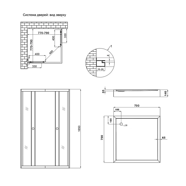 Lidz Wawel SC80x80.SAT.LOW.FR Душевая кабина квадратная, стекло Frost 4 мм + Lidz Душевой поддон KAPIELKA ST80x80х14 - Фото - 2