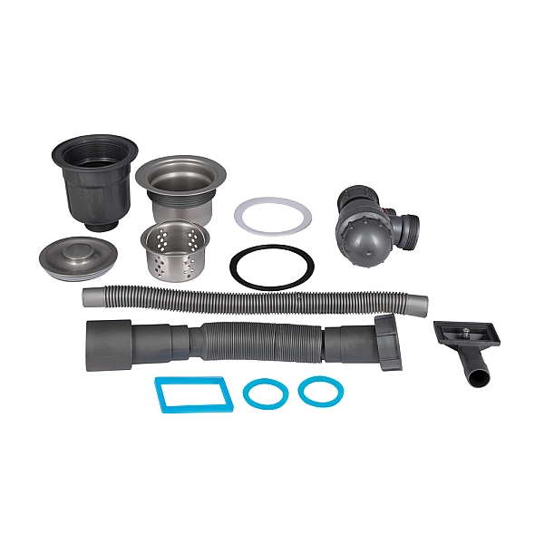 Сифон LK16 для кухонної мийки Bruch PVD, випуск 115 мм колбовий з квадратним переливом Grey (вихід гофри 40/50мм) Lidz - Фото - 3