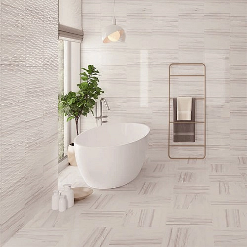 Плитка стінова Teri White GLOSSY STR 25x40 код 1565 Церсаніт - Фото - 2