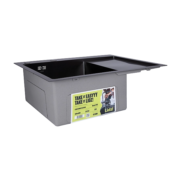 Мойка для кухни интегрированная Lidz Handmade H6350BR крыло справа (LDH6350BRPVD45590) Brushed Black PVD 3,0/1,0 мм - Фото - 5