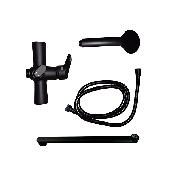 Смеситель для ванны Lidz Nicole 005 с поворотным изливом (c душевым гарнитуром) (k35) LDNIC005BLA45183 Black - Фото - 7