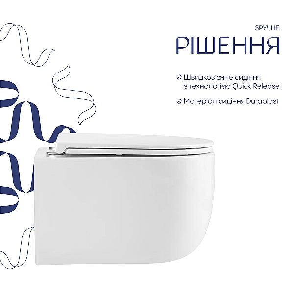 Унітаз підвісний Qtap Taurus безободковий з сидінням Soft-close QT2433084EUQW - Фото - 4
