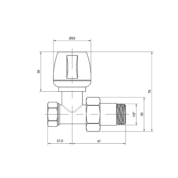 Кран радіаторний Icma 1/2" прямий №813 - Фото - 2