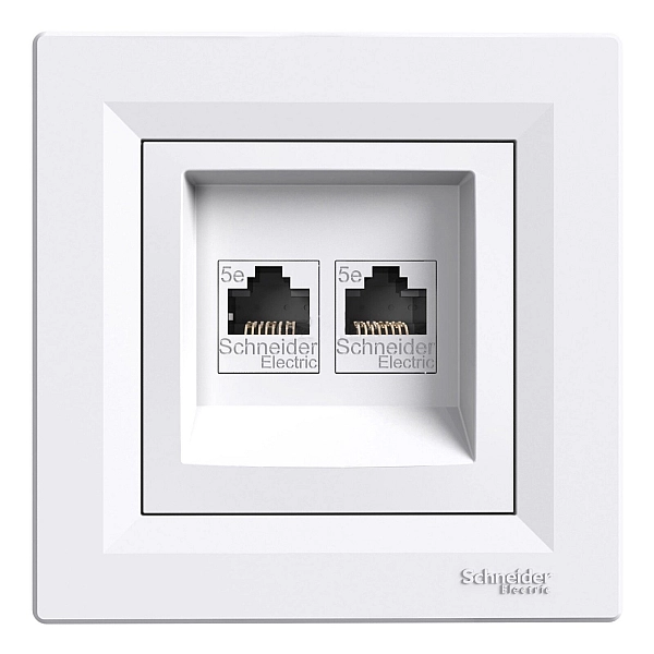 Розетка подвійна RJ45 кат 5е UTP Білий ASFORA (EPH4400121), Schneider Electric